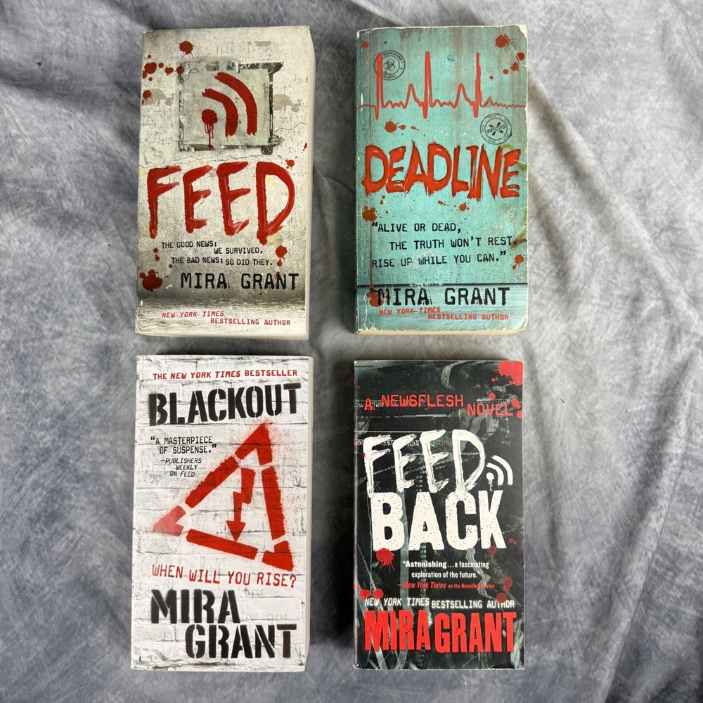 Newsflesh Series Mira Grant 4 Book Set Feed Deadline Blackout Feedback Paperback